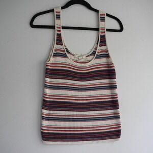 Madewell Striped Tank Top Ribbed Knit Sleeveless Casual Red Blue Size M‎